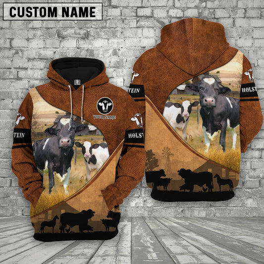 Joycorners Holstein Farming Dark Brown Personalized 3D Hoodie