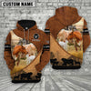 Joycorners Texas Longhorn Farming Dark Brown Personalized 3D Hoodie