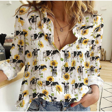 Joycorners Holstein Sunflowers Pattern Casual Shirt