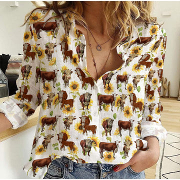 Joycorners Hereford Sunflowers Pattern Casual Shirt