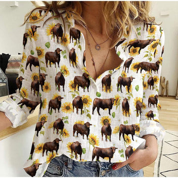 Joycorners Beefmaster Sunflowers Pattern Casual Shirt