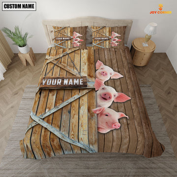 Joycorners Happy Farm Pig Wooden Door Bedding Set