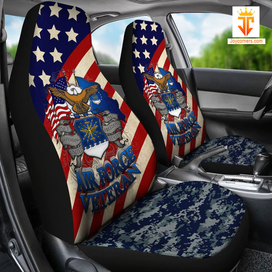 Joycorners Air Force Veteran U.S Flag Car Seat Cover Set (2Pcs)