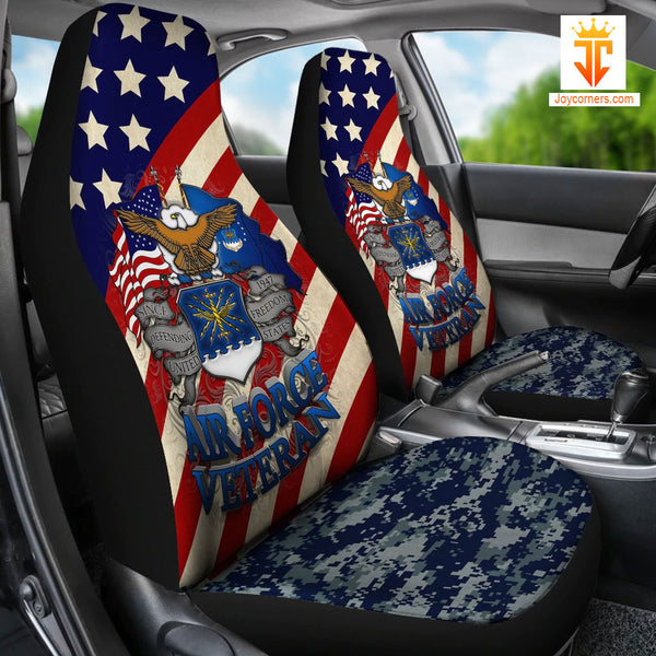 Joycorners Air Force Veteran U.S Flag Car Seat Cover Set (2Pcs)