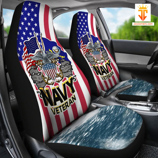 Joycorners Navy Veteran Since 1775 The Sea Is Ours United Sates U.S Flag On Water Car Seat Cover Set (2Pcs)