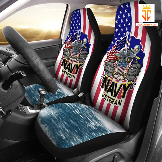 Joycorners Navy Veteran Since 1775 The Sea Is Ours United Sates U.S Flag On Water Car Seat Cover Set (2Pcs)