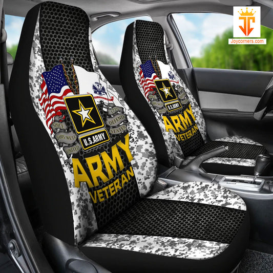 Joycorners Army Veteran Since 1775 This We'll Defend United Sates U.S Army White Camo Car Seat Cover Set (2Pcs)