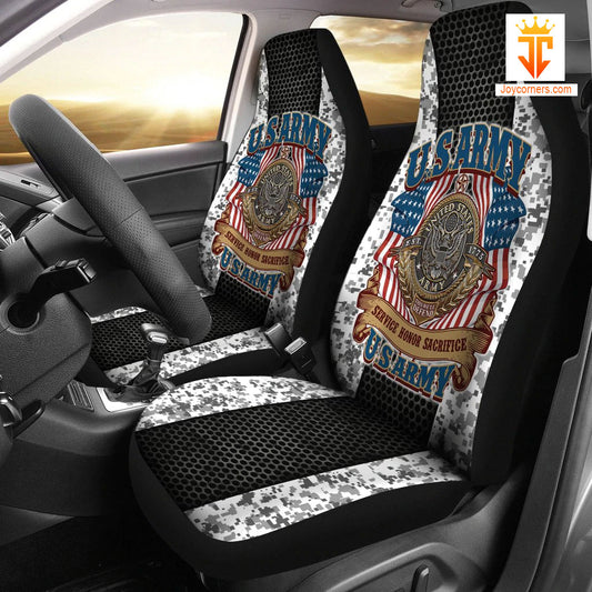 Joycorners U.S Army Service Honor Sacrifice White Camo Car Seat Cover Set (2Pcs)