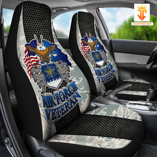 Joycorners Air Force Veteran Gray Camo Car Seat Cover Set (2Pcs)