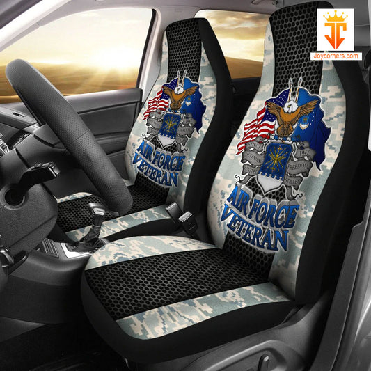 Joycorners Air Force Veteran Gray Camo Car Seat Cover Set (2Pcs)