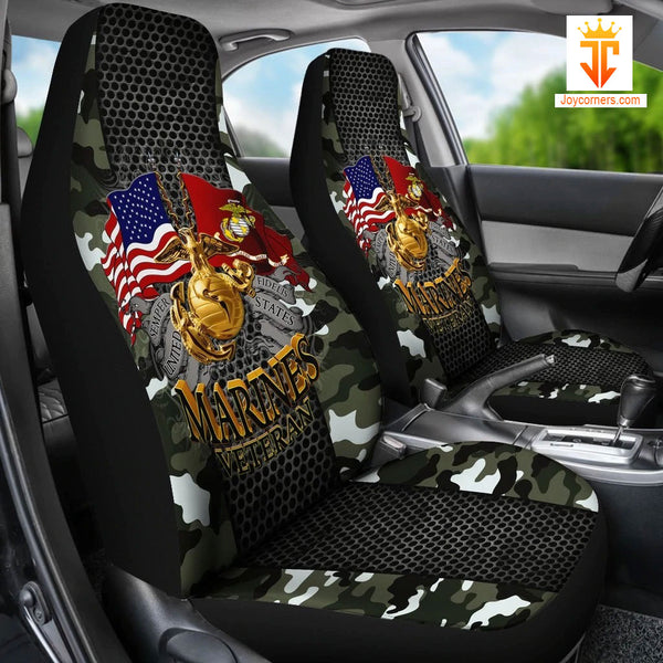 Joycorners Marines Veteran Semper Fidelis United States Green Camo Car Seat Cover Set (2Pcs)