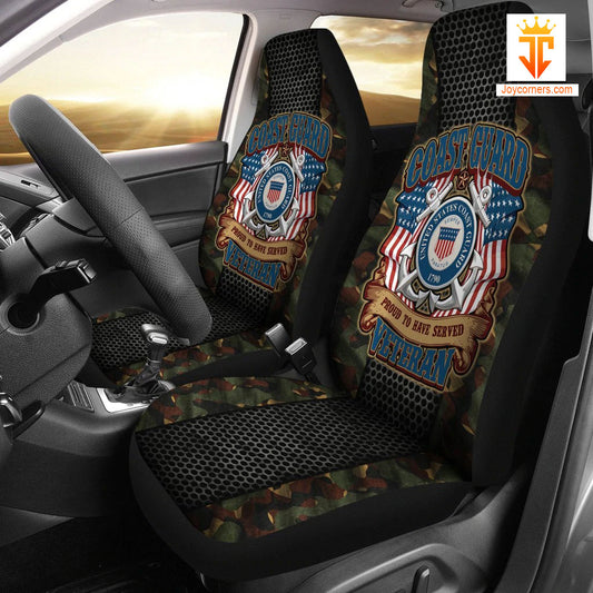 Joycorners Coast Guard Veteran Proud To Have Served C.S.C.G 1790 Green Camo Car Seat Cover Set (2Pcs)