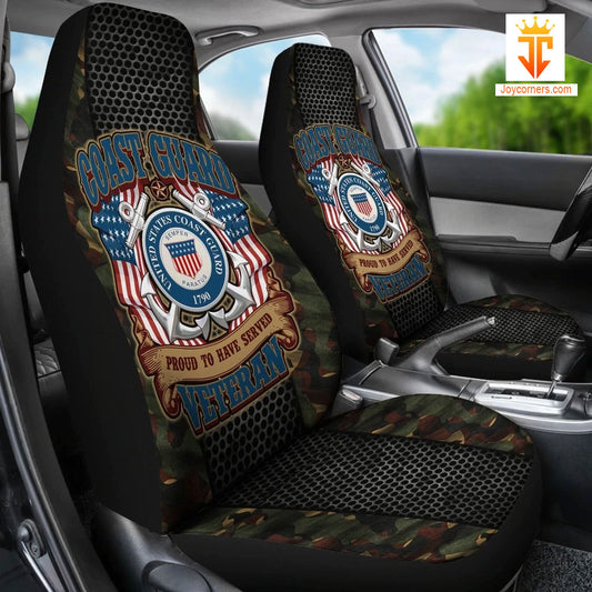 Joycorners Coast Guard Veteran Proud To Have Served C.S.C.G 1790 Green Camo Car Seat Cover Set (2Pcs)