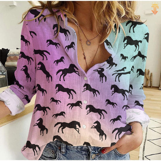 Joycorners Colorful Horses All Printed 3D Casual Shirt