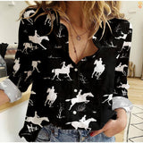 Joycorners HORSE racing black and White All Printed 3D Casual Shirt