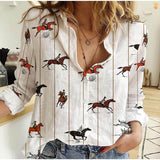 Joycorners striped pattern Horse racing All Printed 3D Casual Shirt