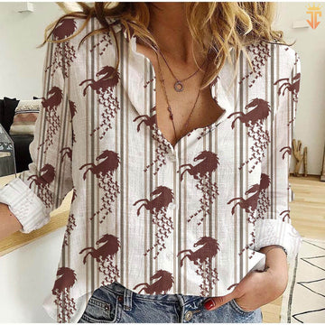 Joycorners Striped Pattern Horses All Printed 3D Casual Shirt