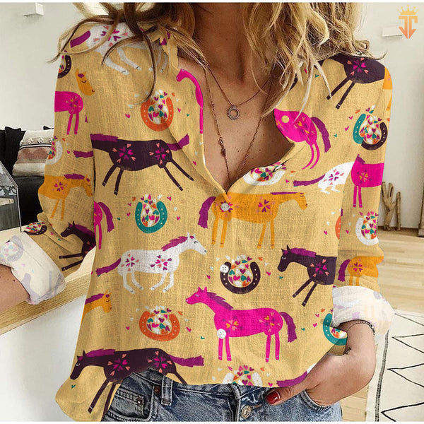 Joycorners Cute Horses All Printed 3D Casual Shirt