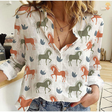 Joycorners Classic Horses Pattern All Printed 3D Casual Shirt