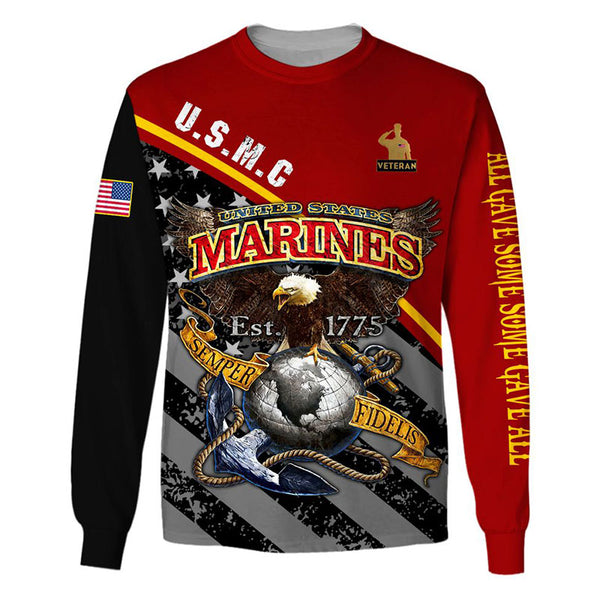 Joycorners Personalized Name VETERAN MARINES - SEMPER FI, ALL GAVE SOME - SOME GAVE ALL 3D All Over Printed Clothes