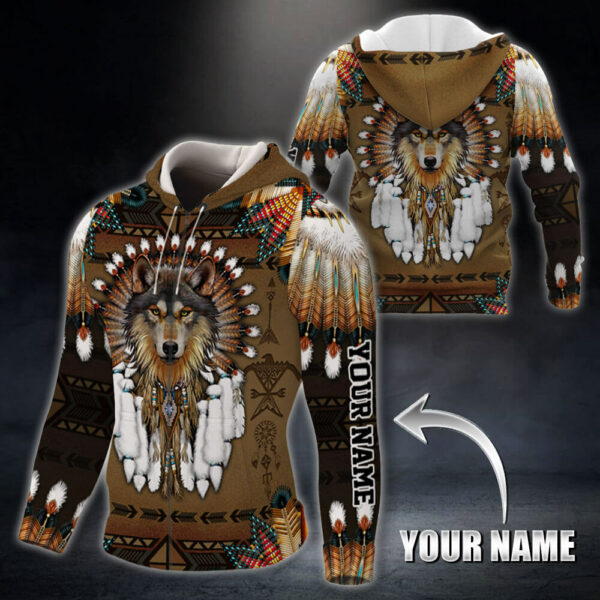 Joycorners Custom Name Native American Wolf 2 All Over Printed 3D Shirts