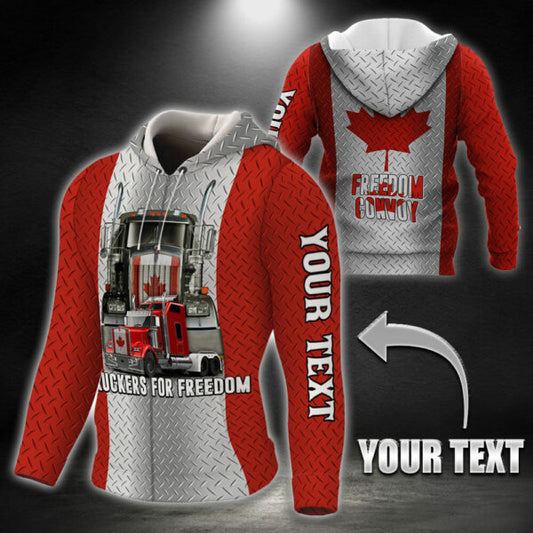 Joycorners Custom Name Trucker For Freedom Canada Truck All Over Printed 3D Hoodie