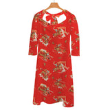 JoyCorners Cowboy And Horses Red Sweetheart Knot Flare Dress
