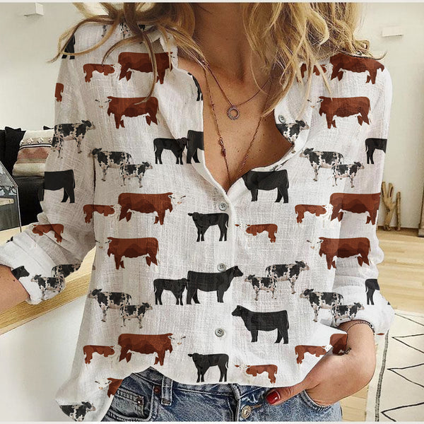 Joycorners Cow Pattern Casual Shirt
