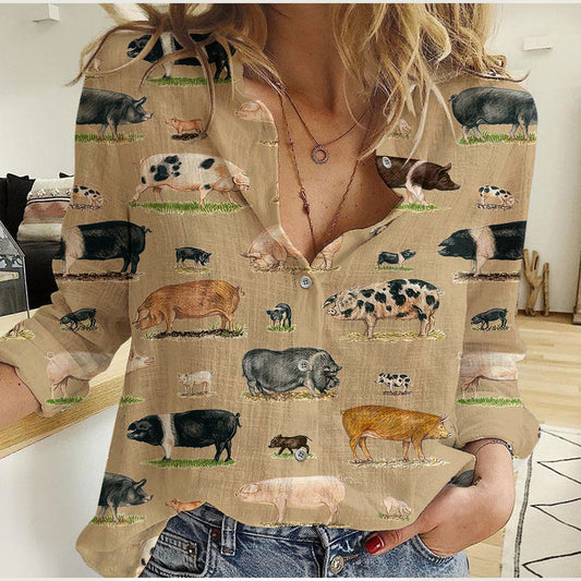 Joycorners Farm Pig Casual Shirt