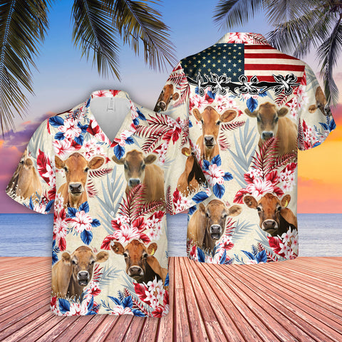 Joycorners Jersey Pattern US FLAG Hawaiian Shirt