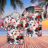 Joycorners Tractor Pattern US FLAG Hawaiian Shirt