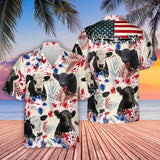 Joycorners Belted Galloway Pattern US FLAG Hawaiian Shirt