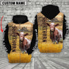 Joycorners Personalized Name Shorthorn Cattle On The Farm All Over Printed 3D Hoodie