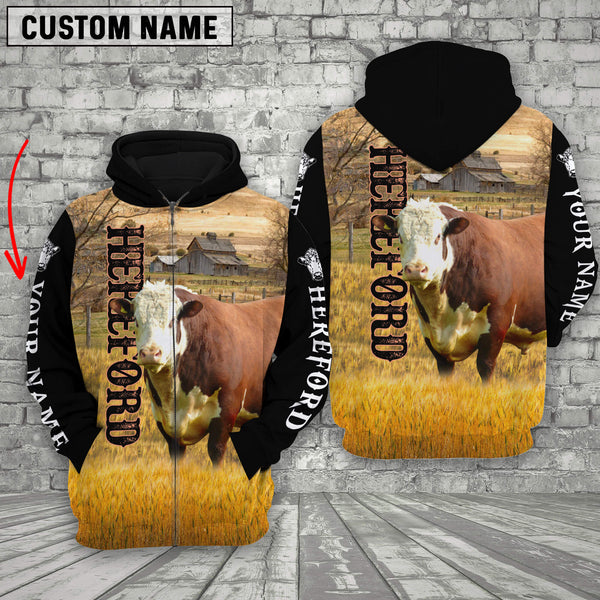 Joycorners Personalized Name Hereford Cattle On The Farm 3D Shirt