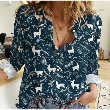 Joycorners Llama Navy Pattern Casual Shirt