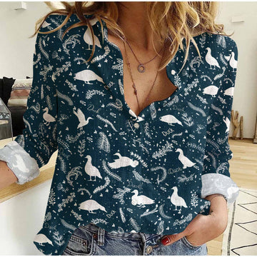 Joycorners Duck Navy Pattern Casual Shirt