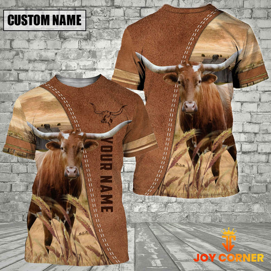 Joycorners Personalized Name TX Longhorn Brown 3D Shirt