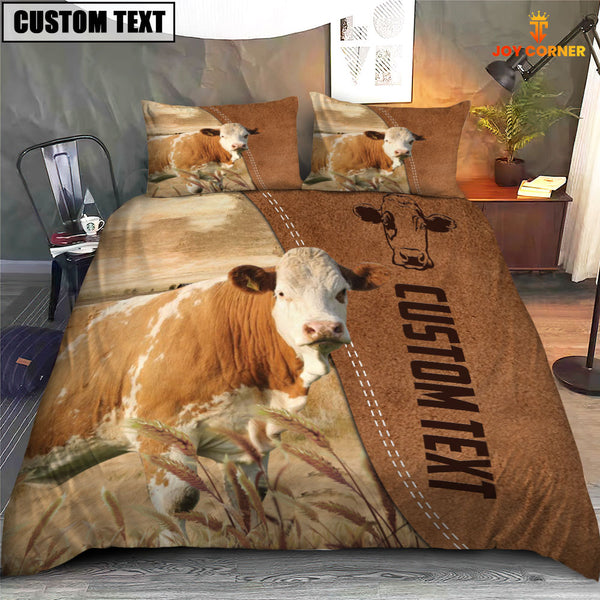 Joycorners Custom Name Fleckvieh Cattle Brown Bedding Set