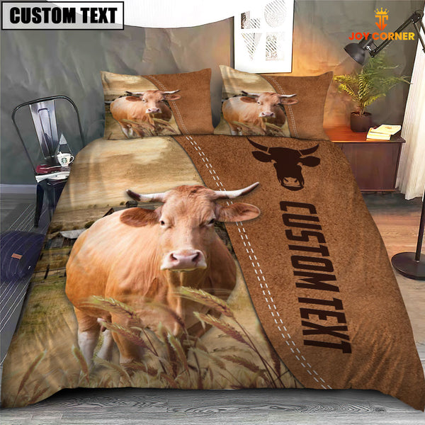 Joycorners Custom Name Gelbvieh Cattle Brown Bedding Set