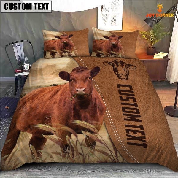 Joycorners Custom Name Red Angus Cattle Brown Bedding Set
