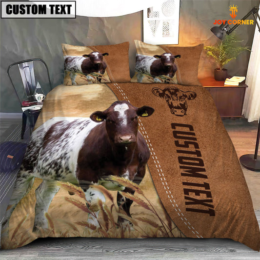 Joycorners Custom Name Shorthorn Cattle Brown Bedding Set