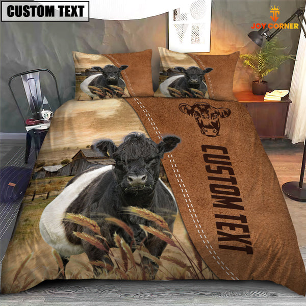 Joycorners Custom Name Belted Galloway Cattle Brown Bedding Set