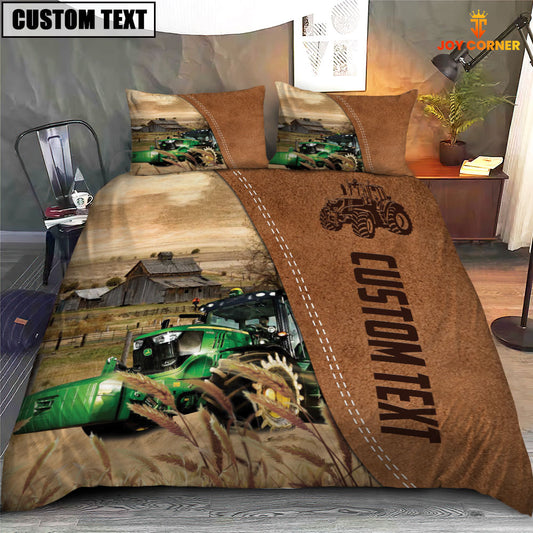 Joycorners Custom Name Tractor Cattle Brown Bedding Set