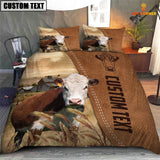 Joycorners Custom Name Hereford Cattle Brown Bedding Set