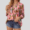 Joycorners Cowgirl Cactus Horse Pink Casual V Neckline Half Sleeve Blouses