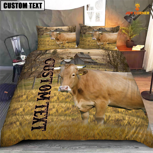 Joycorners Personalized Name Gelbvieh Cattle On The Farm 3D Bedding Set