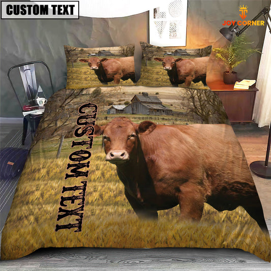 Joycorners Personalized Name Red Angus Cattle On The Farm 3D Bedding Set