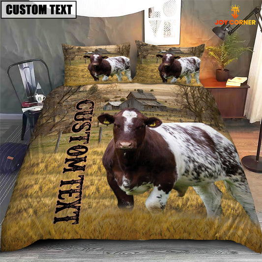 Joycorners Personalized Name Shorthorn Cattle On The Farm 3D Bedding Set