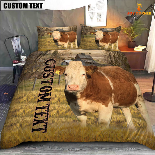 Joycorners Personalized Name Simmental Cattle On The Farm 3D Bedding Set