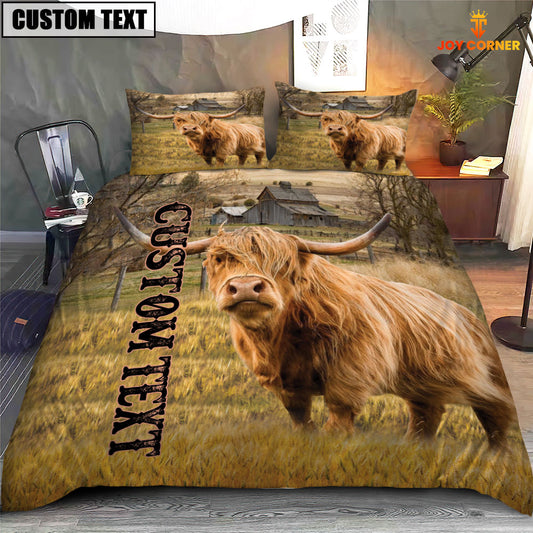 Joycorners Personalized Name Highland Cattle On The Farm 3D Bedding Set